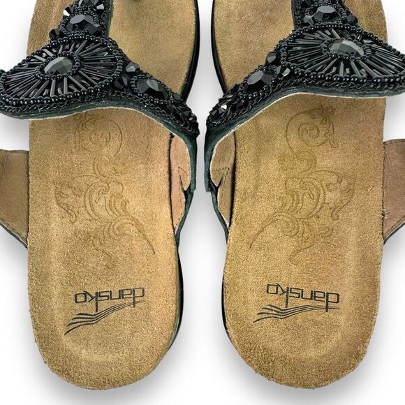 Dansko Pamela Black Jeweled Beaded Rhinestone Suede Toe Post Sandal 36 / 5.5 - 6 - Picture 6 of 14